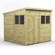 Power 8x8 Premium Pent Wooden Shed Optional Double Doors