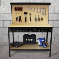 Bulldog 120cm Workbench with Drawers and Pegboard Blue