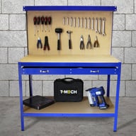 Bulldog 120cm Workbench with Drawers and Pegboard Blue
