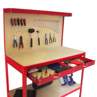 Bulldog 120cm Workbench with Drawers and Pegboard Red