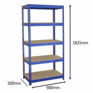 Bulldog 5 Tier 90cm x 50cm Shelving Blue Dimensions