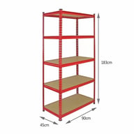 Bulldog 5 Tier 90cm Shelving Red Dimensions