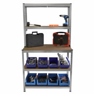 Bulldog Workbench and Storage Shelves 100cm Silver