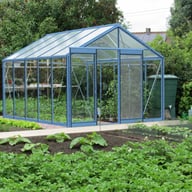 ACD 10x12 Straight Wall Greenhouse RAL Colour - Illustrative digitally recoloured RAL 5024 Pastel blue finish