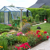 ACD 12x14 Sloping Wall Greenhouse RAL Colour - Illustrative digitally recoloured RAL 5024 Pastel blue finish