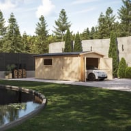 Power 20x10 Apex Log Cabin Garage 44mm lifestyle view