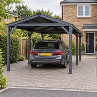 Sojag Samara Carport installed lengthways over a car on a British driveway