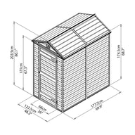 Palram 4x6 Plastic Skylight Shed in Amber Dimensions