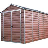 Palram 6x10 Plastic Skylight Garden Storage Shed in Amber