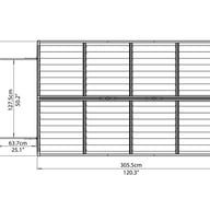 Palram 6x10 Plastic Skylight Shed in Grey External Dimensions