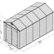 Palram 6x12 Plastic Skylight Shed in Grey Dimensions