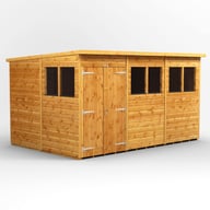 Power 12x8 Pent Wooden Shed Double Doors
