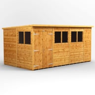 Power 14x8 Pent Wooden Shed Double Doors