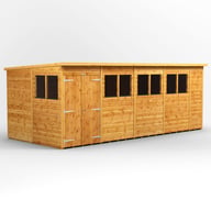 Power 18x8 Pent Wooden Shed Double Doors