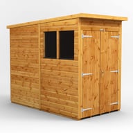 Power 4x8 Pent Wooden Shed Double Doors