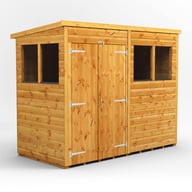 Power 8x4 Pent Wooden Shed Double Doors