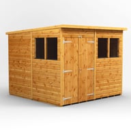 Power 8x8 Pent Wooden Shed Double Doors