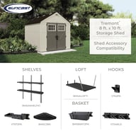 Suncast 8x10 Tremont Three Plastic Shed