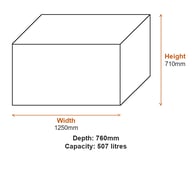 Suncast Colorado 507L Storage Box - Cyberspace Grey dimensions