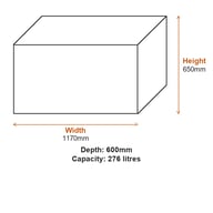 Suncast Dakota 276L Storage Box - Stone Grey dimensions