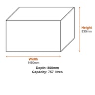 Suncast Montana 757L Storage Box - Peppercorn Grey dimensions