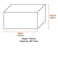 Suncast Oregon 507L Storage Box - Stone Grey dimensions