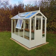 Swallow Lark 4x8 Wooden Greenhouse in Summer Green Extra Side Vent
