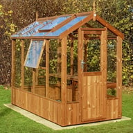 Swallow Lark 4x8 Wooden Greenhouse in Oiled Extra Side Vent
