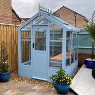 Swallow Robin 5x8 Wooden Greenhouse in Robins Egg Blue Paint