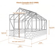 Vitavia Cassandra 8x12 9900 dwarf wall greenhouse dimensions diagram