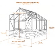 Vitavia Cassandra 8x14 11500 dwarf wall greenhouse dimensions diagram