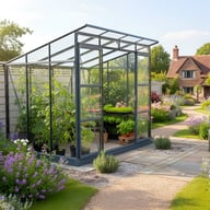 8x6 Grey Vitavia Freya Freestanding Lean To Greenhouse
