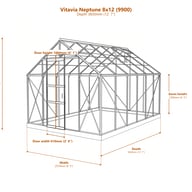 Vitavia Neptune 8x12 9900 greenhouse dimensions diagram