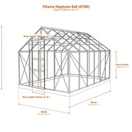 Vitavia Neptune 8x8 6700 greenhouse dimensions diagram