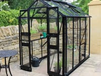 4x4 Black Halls Cotswold Birdlip Greenhouse - Toughened Glass