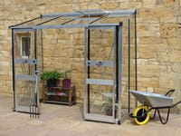 Halls Cotswold Broadway Silver 4x8 Lean to Greenhouse - Toughened Glazing