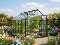 Vitavia 8x10 Black Jupiter 8300 Greenhouse - Toughened Glass