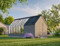 Palmako Emilia M+ 8x18 Wooden Greenhouse with Tool Shed Painted Grey