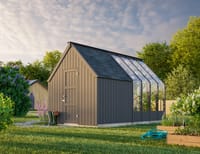 Palmako Emilia S+ 8x14 Wooden Greenhouse with Shed Painted Grey