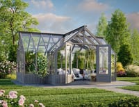 Palmako Emilia XL 14x18 T-Shaped Wooden Greenhouse Painted Grey