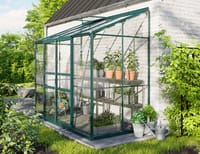 Vitavia 4x8 Green IDA 3300 Lean To Greenhouse - Toughened Glass