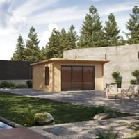 Power 20x16 Pent Aluminium Log Cabin 44mm
