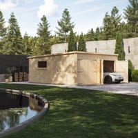 Power 20x16 Pent Log Cabin Double Garage 44mm