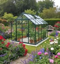 Vitavia 8x10 Green Jupiter 8300 Greenhouse - Horticultural Glass