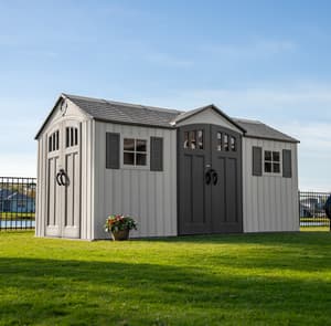 Lifetime 15x8 Dual Entry Plastic Shed Light Grey