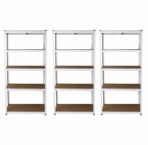 Bulldog 90cm x 40cm 5 Tier Shelving in White Set of 3