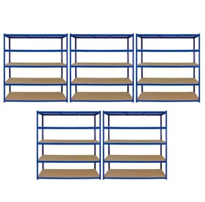Bulldog 160cm x 60cm 5 Tier Shelving in Blue Set of 5
