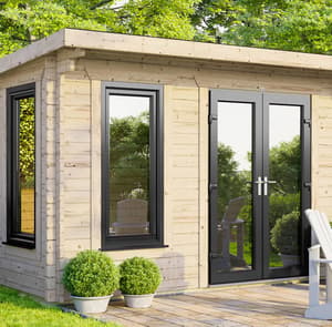 Power 12x8 Pent Log Cabin 44mm