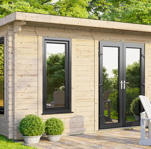 Power 14x12 Pent Log Cabin 44mm