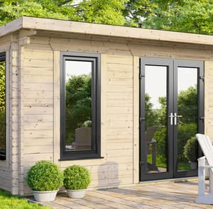 Power 14x14 Pent Log Cabin 44mm